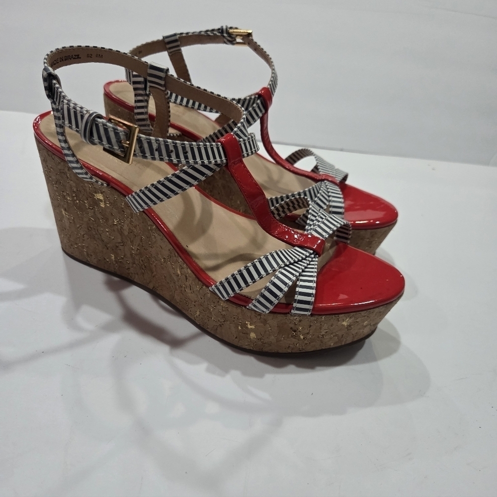 Kate Spade  Striped Cork Wedge Sandals Sz.8M